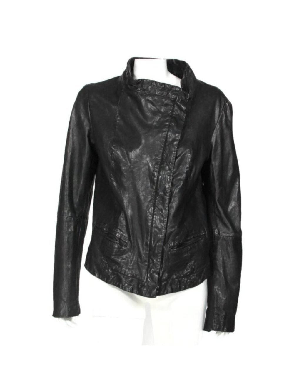 ALL SAINTS Black Leather Motorcycle Punk Goth Full Zip Jacket size US 10 /512